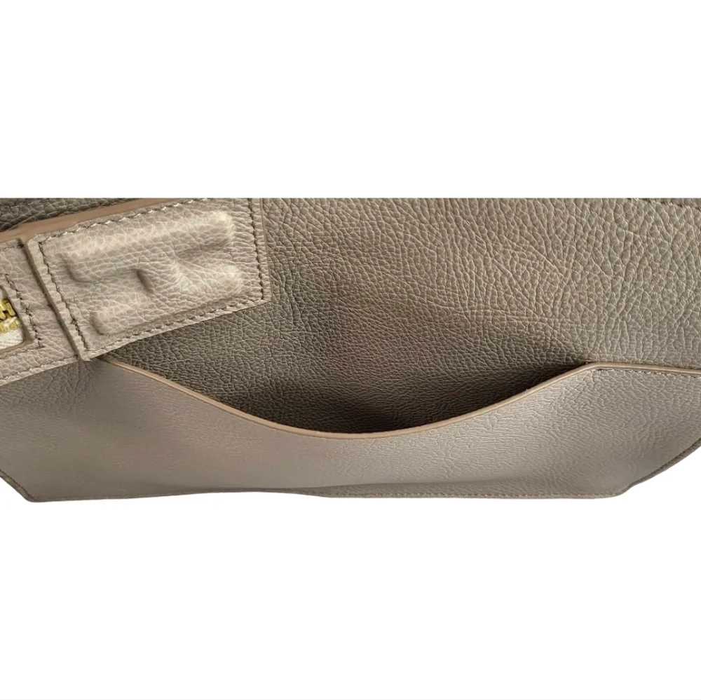 India Hicks‎ Leather Clutch Bag in Taupe